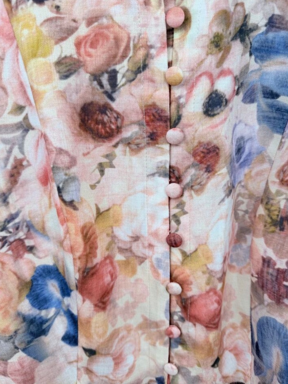 Commense Cream Floral Belted Midi Dress with Pastel Bouquet - Picture 6 of 13